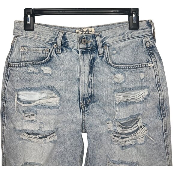 We The Free Womens Caroline Destroyed Denim Cutoff Bermuda Shorts Light Wash 24 - Picture 12 of 14